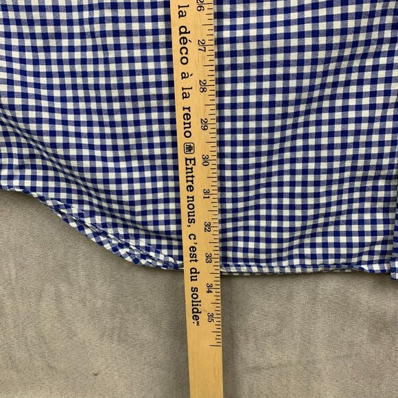 Ralph Lauren Polo Mens Shirt 2XLT Blue White Check Plaid Button Up Flesh Pony - Picture 6 of 8